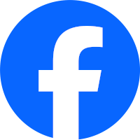 The facebook logo. A white lower-case f on a blue circle.